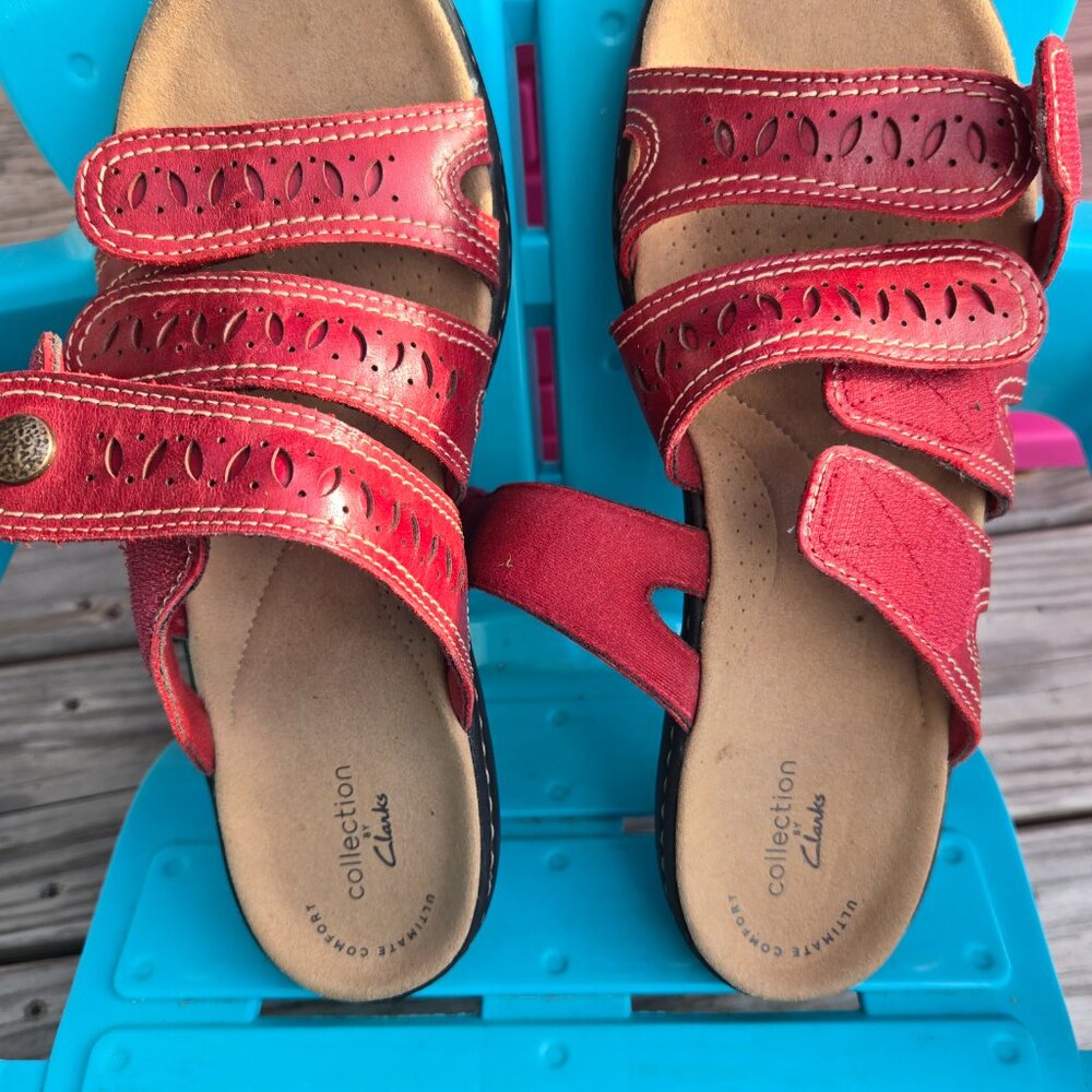 Brick Red Laurieann Clarks Sandals Size 8 - Picture 3 of 5